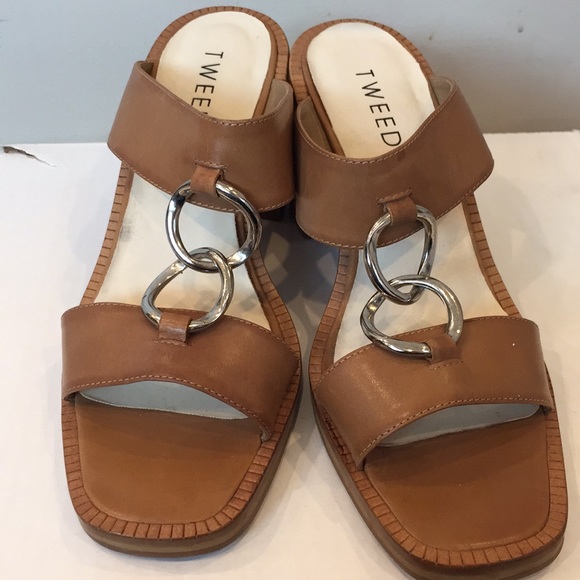 Tweeds Brown Wedge Sandals - Picture 2 of 8